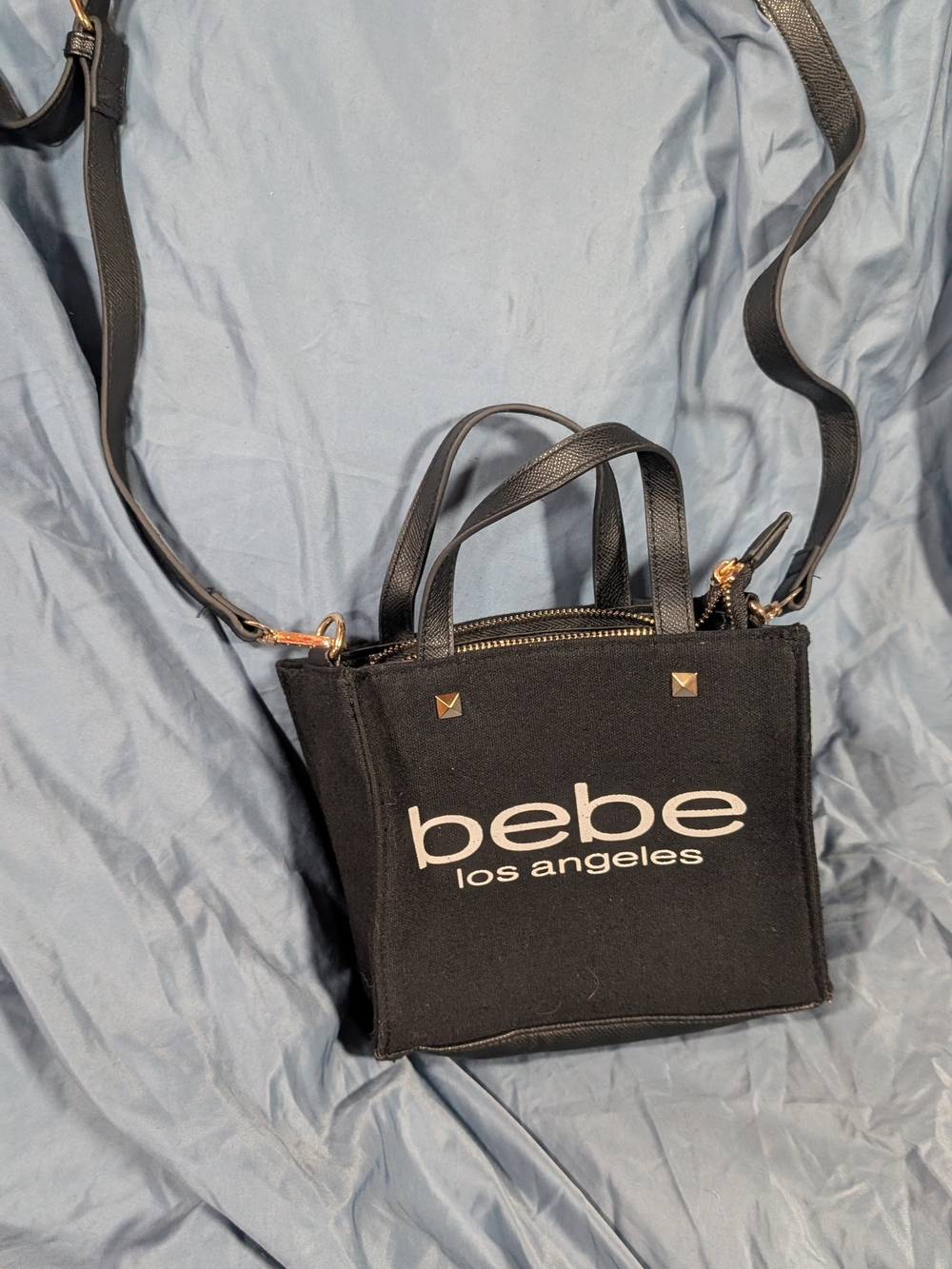 bebe Black Logo Mini Tote Bag